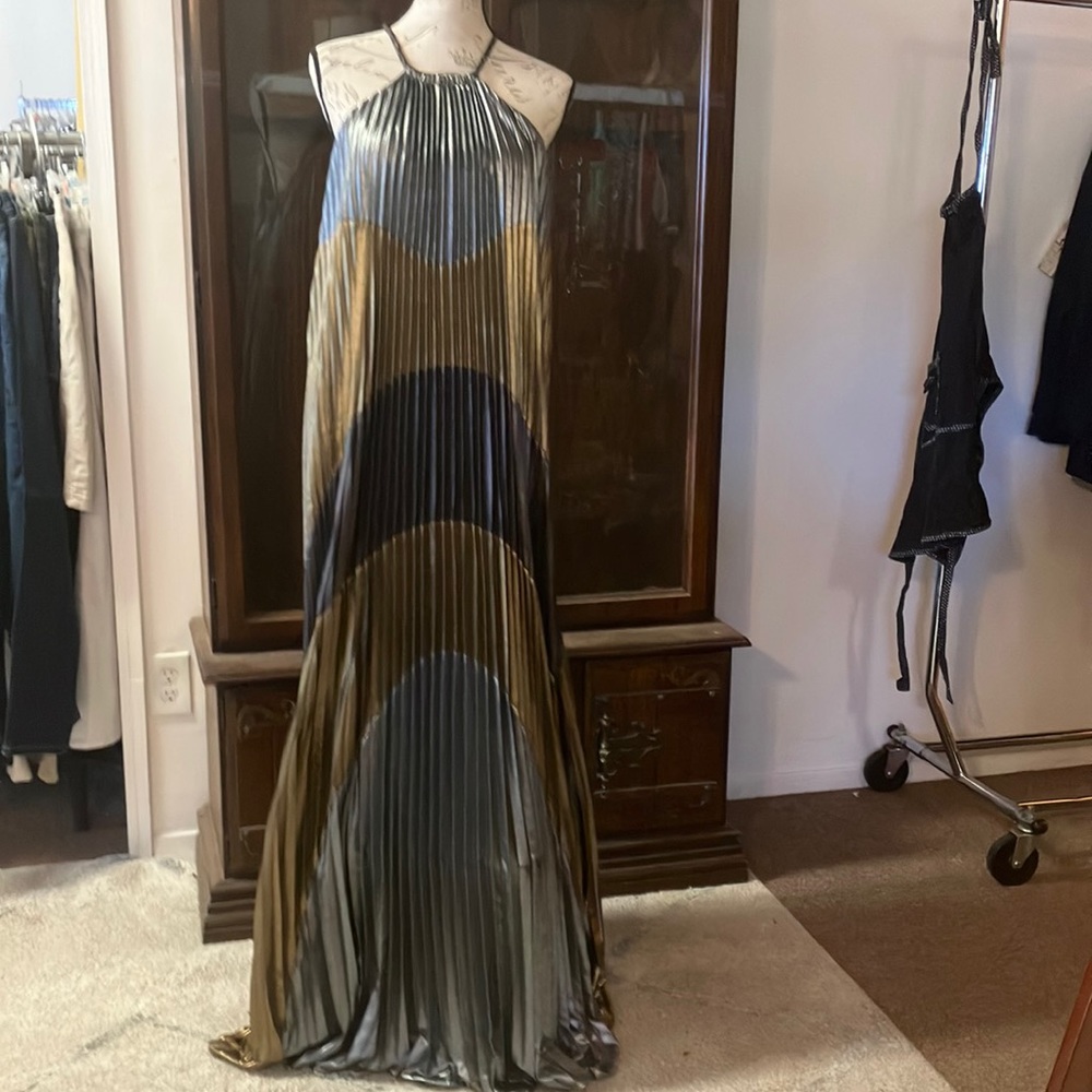 BCBGmaxazria evening dress grey and gold size large